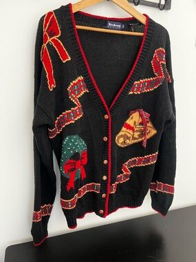 Vintage Black Holiday Party “ugly” Christmas Cardigan